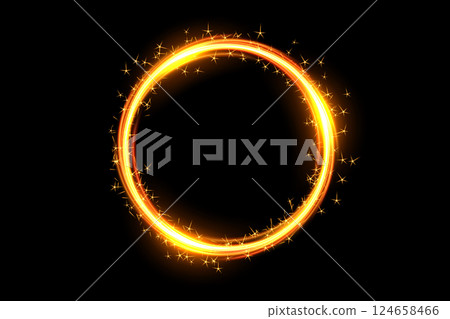 Gold Ring of Fire with Sparkler Firework, Vector Illustration 124658466