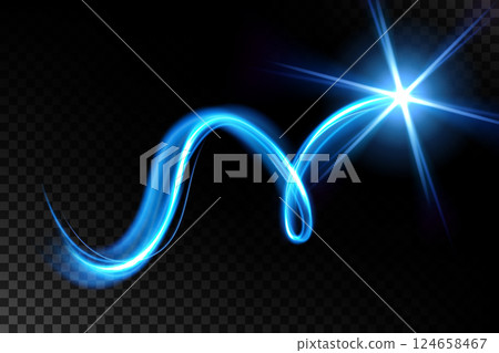 Blue Light Trails, Long Time Exposure Motion Blur Effect, Vector Illustration Blue Light Trails, Long Time Exposure Motion Blur Effect, Vector Illustration 124658467