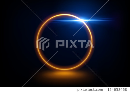 Abstract Gold Ring Glowing Effect on Dark Background, Vector Illustration Abstract Gold Ring Glowing Effect on Dark Background, Vector Illustration 124658468