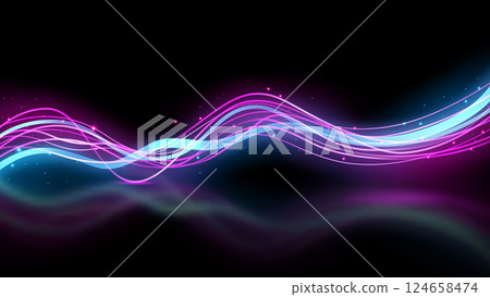 Blue and Pink Light Trails, Long Time Exposure Motion Blur Effect, Vector Illustration 124658474