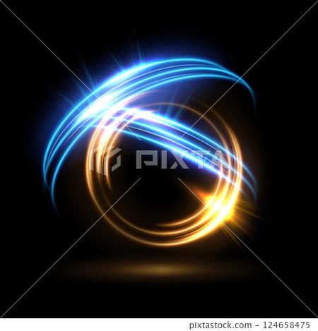 Abstract Glowing Circle, Swirl Light Ring, Vector Illustration 124658475