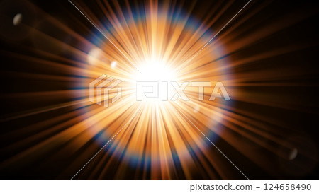 Sunlight Dazzling the Planets, Outer Space Background. Widescreen Vector Illustration 124658490