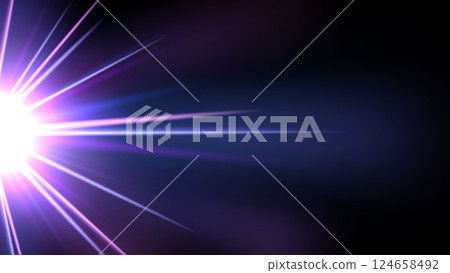 Rays of Light Rising From The Side on A Dark Background, Vector Illustration 124658492