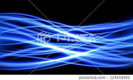 Blue Light Trails, Long Time Exposure Motion Blur Effect, Vector Illustration 124658493
