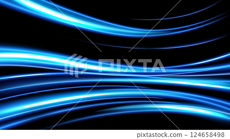 Blue Light Trails, Long Time Exposure Motion Blur Background, Vector Illustration 124658498