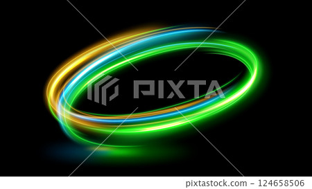 Abstract Ring Light Effect Isolated on Dark Background, Vector Illustration 124658506