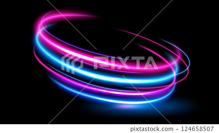 Abstract Ring Light Effect Isolated On Dark Background, Vector Illustration 124658507
