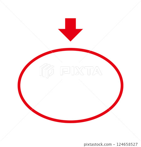 Set of simple red framed ovals and red arrows Set of simple red framed ovals and red arrows 124658527