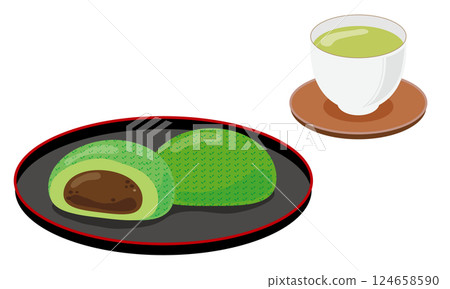 Mugwort rice cake and tea 124658590