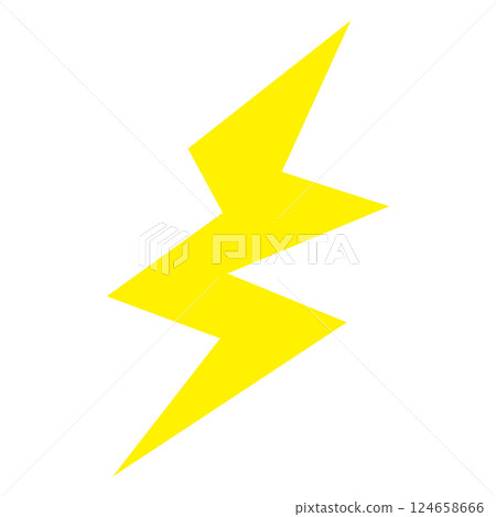 白色背景下閃電的簡單而平面的插圖 白色背景下閃電的簡單而平面的插圖 124658666