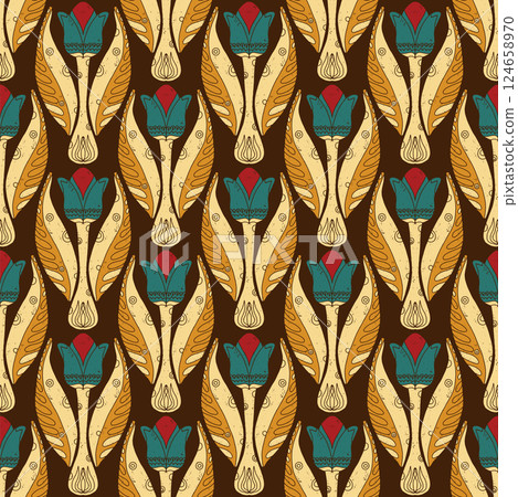 seamless pattern with doodle ornament seamless pattern with doodle ornament 124658970