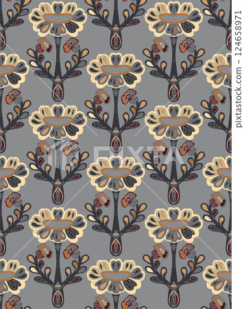 seamless pattern with skull and flowers seamless pattern with skull and flowers 124658971