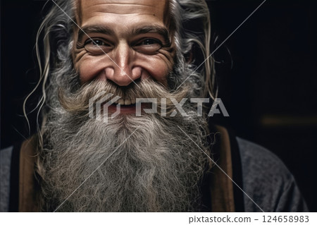 Radiant Wisdom: Smiling Elderly Man with a Gray Beard Radiant Wisdom: Smiling Elderly Man with a Gray Beard 124658983