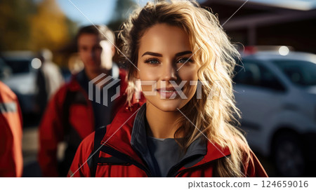 Portrait of a Confident Smiling Female Paramedic 124659016