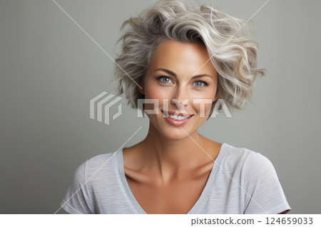 Beautiful Smiling Adult Woman Posing for Advertising 124659033