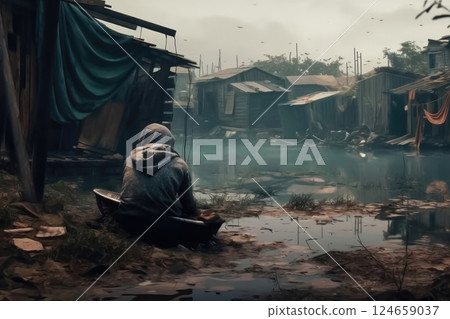 Eradicating Poverty: A Child's Struggle in Impoverished Slums 124659037