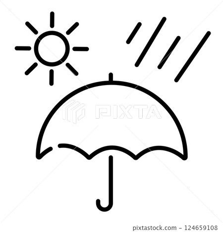 簡單的雨天或晴天雨傘圖標 簡單的雨天或晴天雨傘圖標 124659108