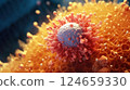 Combatting Viral Infection: Close-Up View of a Virus Cell 124659330