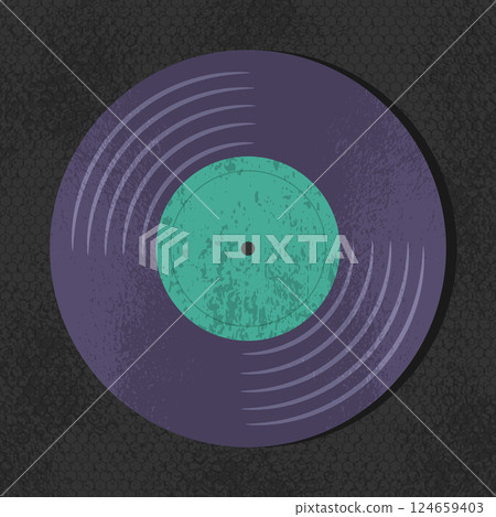 Vinyl record disc vintage background with grunge texture. Vector illustration 124659403