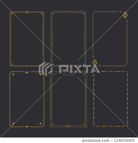 Tarot card frame border templates. Celestial esoteric border set. Vector illustration 124659405
