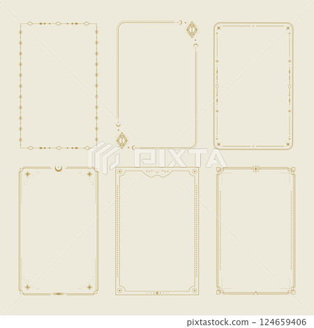 Set of celestial tarot card frame border templates. Celestial esoteric border set. Vector illustration Set of celestial tarot card frame border templates. Celestial esoteric border set. Vector illustration 124659406