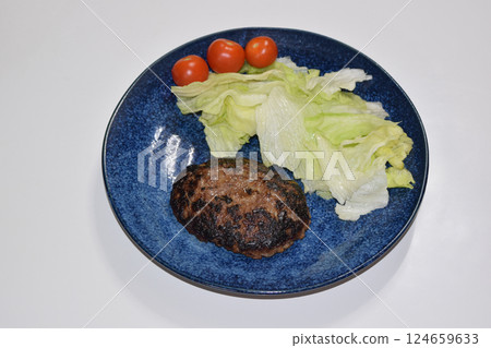 Hamburger and salad Hamburger and salad 124659633