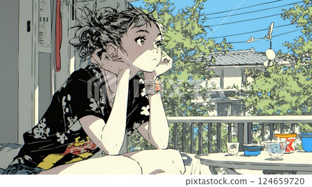 一位年輕女子享受著沒有計劃的平靜假期 124659720