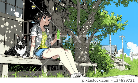 一位年輕女子享受著沒有計劃的平靜假期 124659721