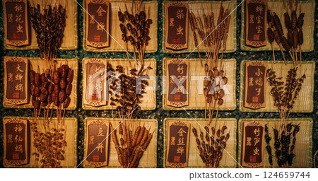Chengdu, Sichuan, China. Insects on sticks at local Chinese market. Various cooked insects thread on skewers. New Source Of Protein , Lipids, Minerals, And Vitamins. Fried Insects Sichuan Snack Chengdu, Sichuan, China. Insects on sticks at local Chinese market. Various cooked insects thread on skewers. New Source Of Protein , Lipids, Minerals, And Vitamins. Fried Insects Sichuan Snack 124659744