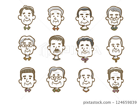 老人臉上洋溢著各種笑容 老人臉上洋溢著各種笑容 124659839