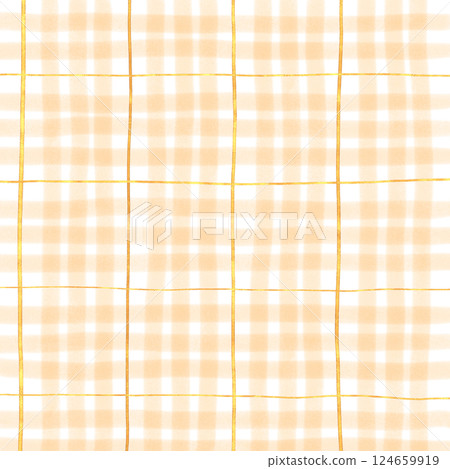Gold Orange Plaid Gingham Check Hand Drawn Background Pattern Overlay Gold Orange Plaid Gingham Check Hand Drawn Background Pattern Overlay 124659919