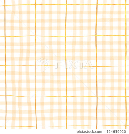 Gold Orange Plaid Gingham Check Hand Drawn Background Pattern Overlay Gold Orange Plaid Gingham Check Hand Drawn Background Pattern Overlay 124659920