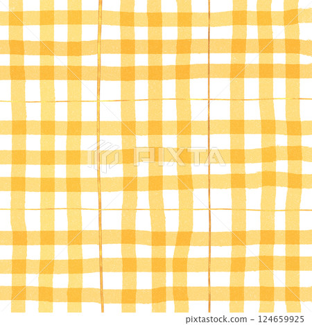 Gold Orange Plaid Gingham Check Hand Drawn Background Pattern Overlay 124659925