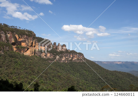 View of landscape in national park at blue mountain at australia View of landscape in national park at blue mountain at australia 124660011