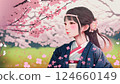 Illustrations, cherry blossoms, AI-generated materials 124660149