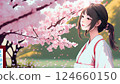 Illustrations, cherry blossoms, AI-generated materials 124660150