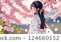 Illustrations, cherry blossoms, AI-generated materials 124660152