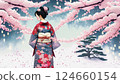Illustrations, cherry blossoms, AI-generated materials 124660154