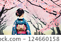 Illustrations, cherry blossoms, AI-generated materials 124660158