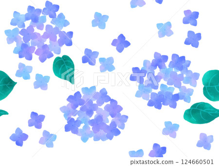 Hydrangea seamless pattern blue 124660501