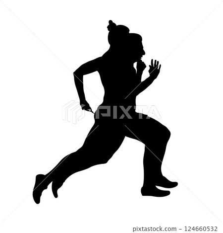 female runner with visual impairment and his sighted guide to sprint running 124660532