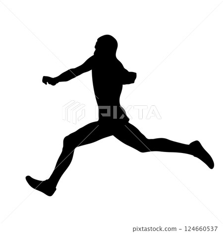 athlete runner with amputated arm running race black silhouette on white background athlete runner with amputated arm running race black silhouette on white background 124660537