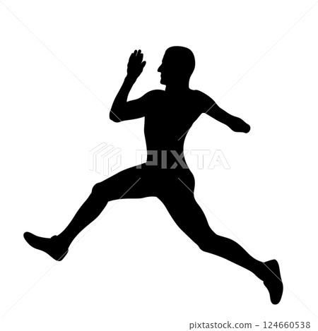 athlete runner with amputated arm running black silhouette on white background athlete runner with amputated arm running black silhouette on white background 124660538