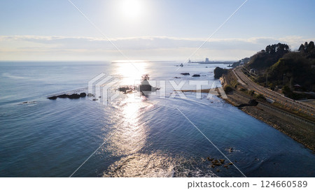 Views of the calm waves of Toyama Bay and the magical morning of Amaharashi Coast | Takaoka City, Toyama Prefecture Views of the calm waves of Toyama Bay and the magical morning of Amaharashi Coast | Takaoka City, Toyama Prefecture 124660589