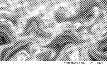 Flowing dots particles wave pattern halftone black gradient shape isolated on white background. Vector in concept of technology, science, music, modern. Vector illustration. 124660693