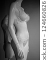 Closeup of white underwear on mannequin in a fashion store showroom 124660826