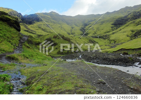 在北歐冰島的荒野中健行 124660836