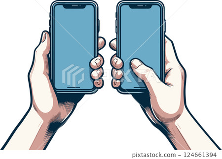 左手和右手拿著智慧型手機 124661394