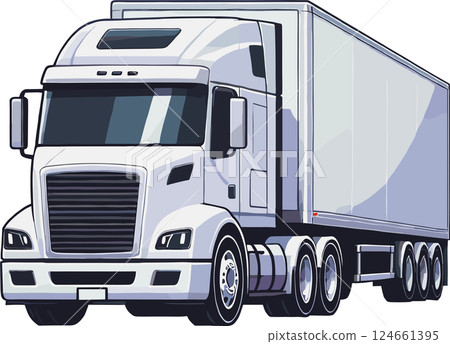 白色大卡車插圖 124661395
