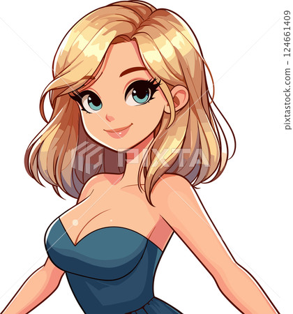 Illustration of a beautiful blonde woman 124661409
